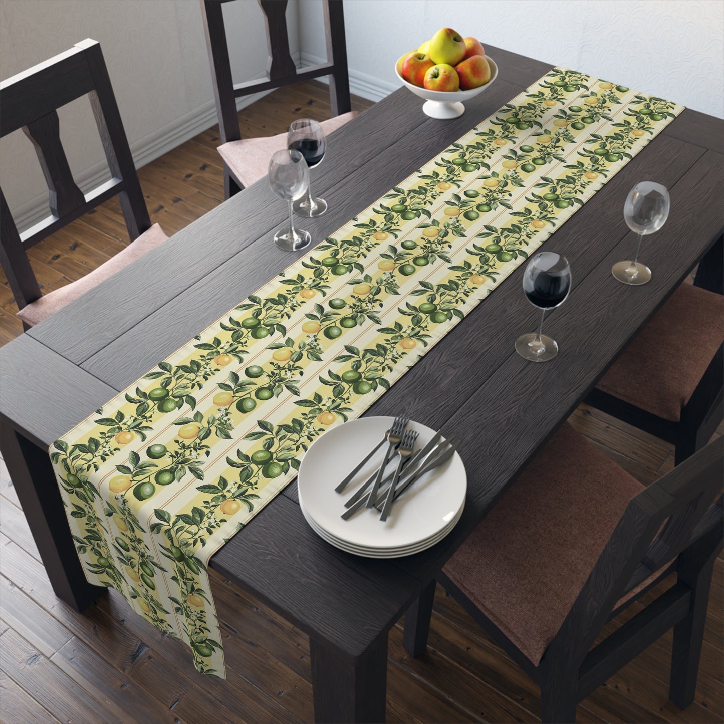 Lemony Lime Table Runner - Cotton Twill - Available in 2 sizes: 16" x 72" and 16" x 90".