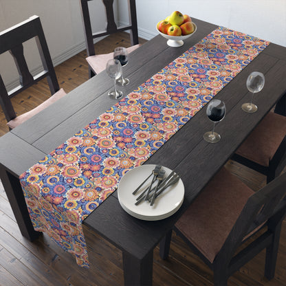 Crayon Blossom Whimsy Table Runner - Cotton Twill - Available in 2 sizes: 16" x 72" and 16" x 90".