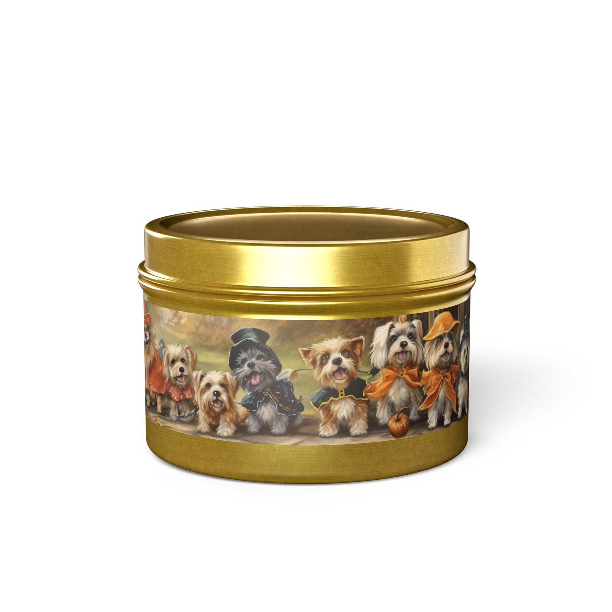 Vintage Halloween Dog Tin Candle - No Tricks, Just Doggy Treats! Light up Your Spooky Nights with Cozy Vibes and Playful Charm!