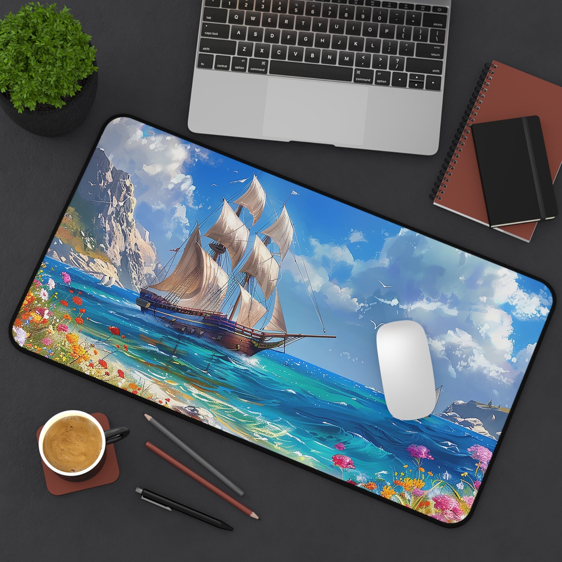 Sail Away into History Desk Mat (Desk Pad) - Navigate Your Day with Old-World Charm! Available in 3 sizes.