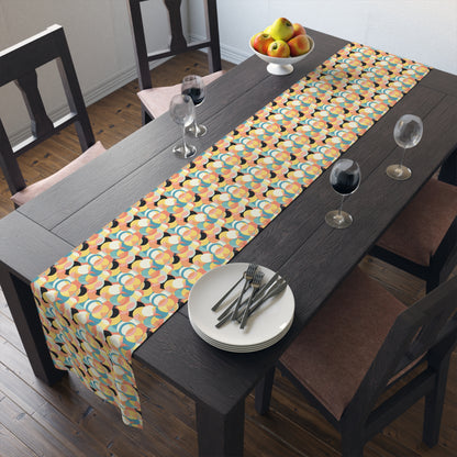 Mod Circle Medley Table Runner - Cotton Twill - Available in 2 sizes: 16" x 72" and 16" x 90".