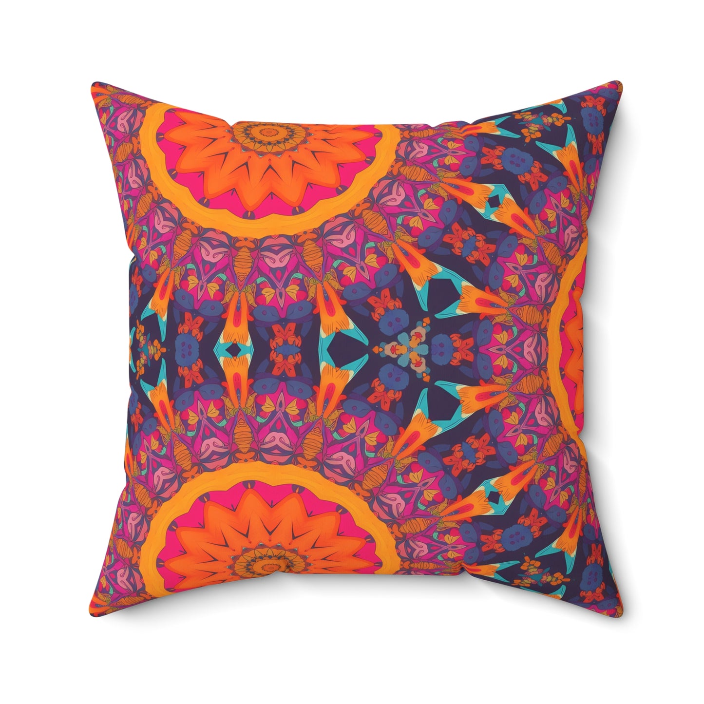 Fiery Mosaic Magic Square Throw Pillow - Spun Polyester - Double-Sided Print - Concealed Zipper - Available in 7 sizes