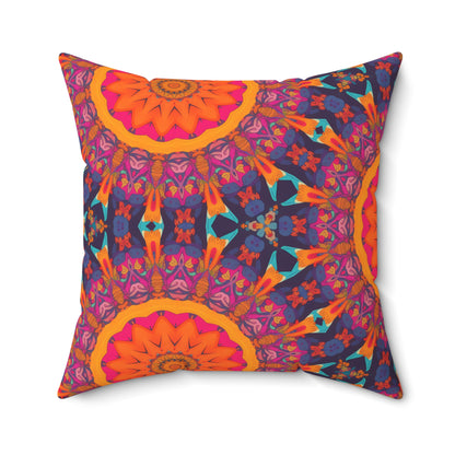 Fiery Mosaic Magic Square Throw Pillow - Spun Polyester - Double-Sided Print - Concealed Zipper - Available in 7 sizes