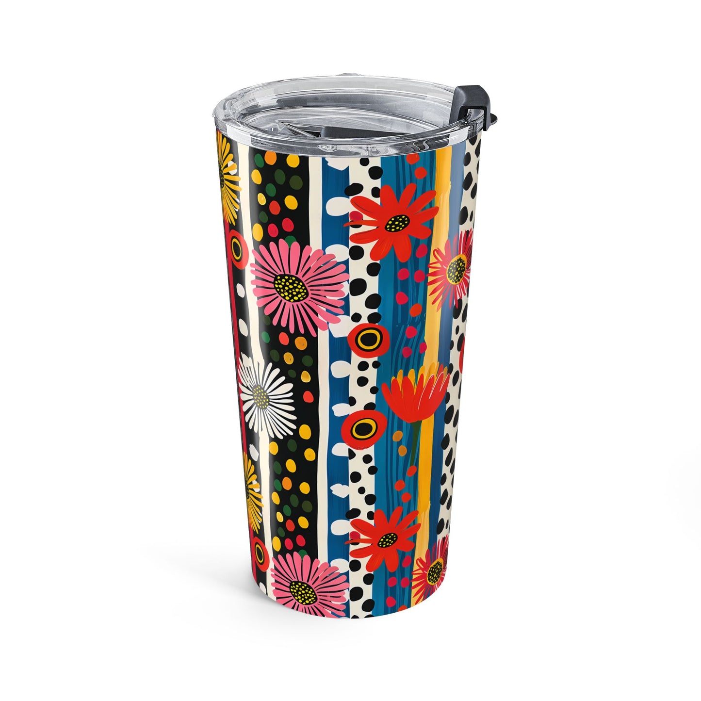 Striped Daisy Play Insulated Tumbler - 20 oz. Stainless Steel, Glossy Finish