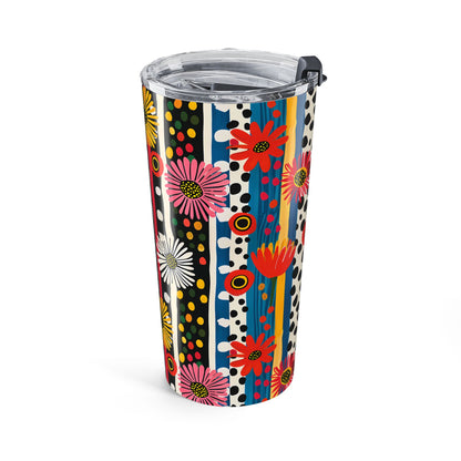 Striped Daisy Play Insulated Tumbler - 20 oz. Stainless Steel, Glossy Finish