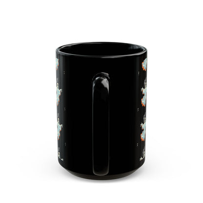 Boo! Chic Retro Ghost Halloween Black Mug - 11oz, 15oz - Sip in Spooky Style with a Retro Twist!