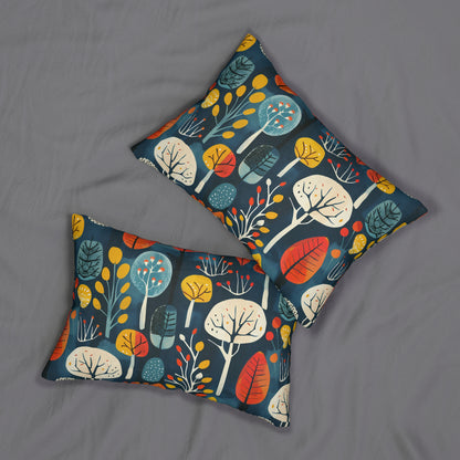 Retro Forest Lumbar Pillow - Spun Polyester - Double-Sided Print - Concealed Zipper - 20" x 14"