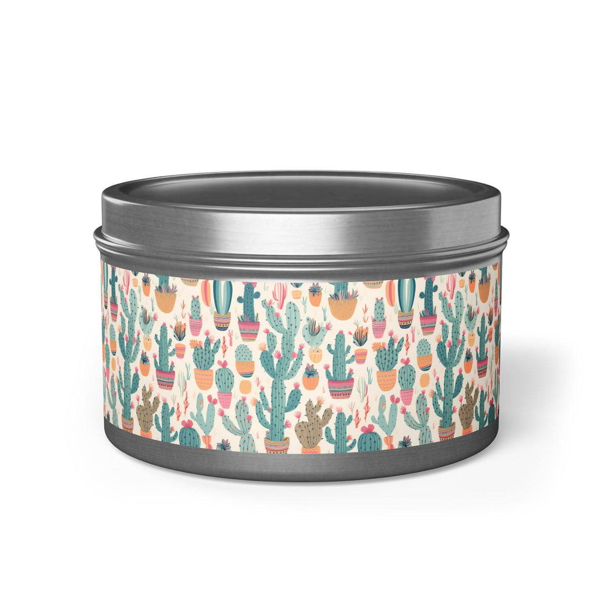 Desert Bloom Boom Tin Candle. Desert Blooms in a Tin. Available in 2 sizes, 3 finishes, and 5 scents.