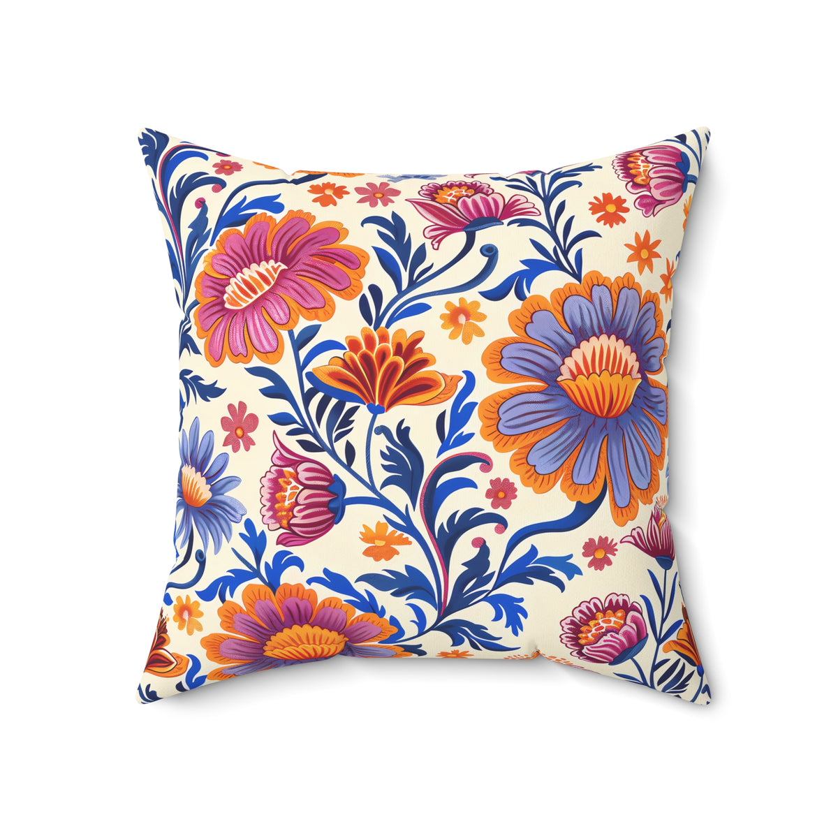 Regal Blossom Square Throw Pillow - Spun Polyester - Double-Sided Print - Concealed Zipper - Available in 7 sizes