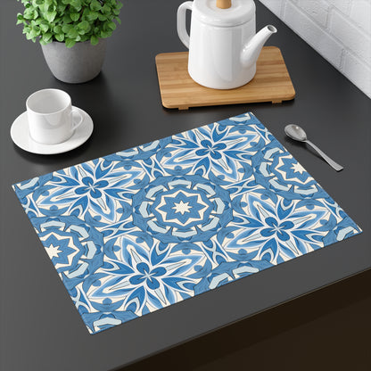 Delft Blue Star Tile Placemat - 18" x 14".