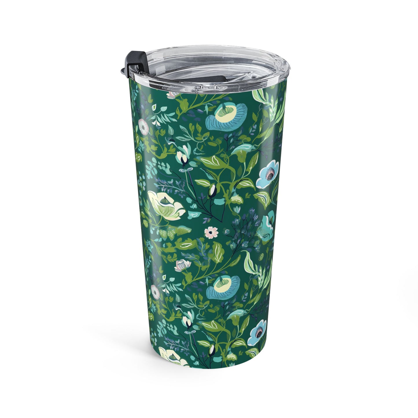 Serene Green Floral Insulated Tumbler - 20 oz. Stainless Steel, Glossy Finish