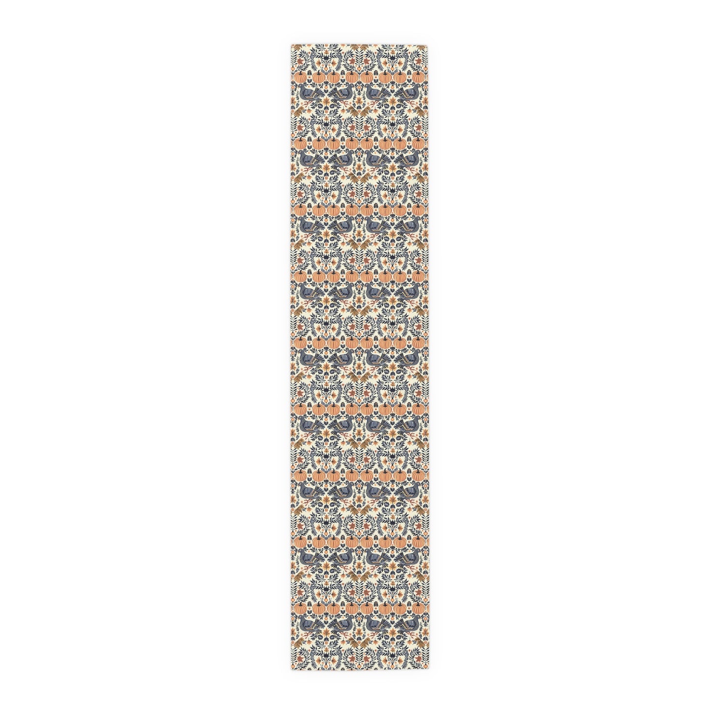 Autumn Harvest Woodcut Table Runner - Cotton Twill - Available in 2 sizes: 16" x 72" and 16" x 90".