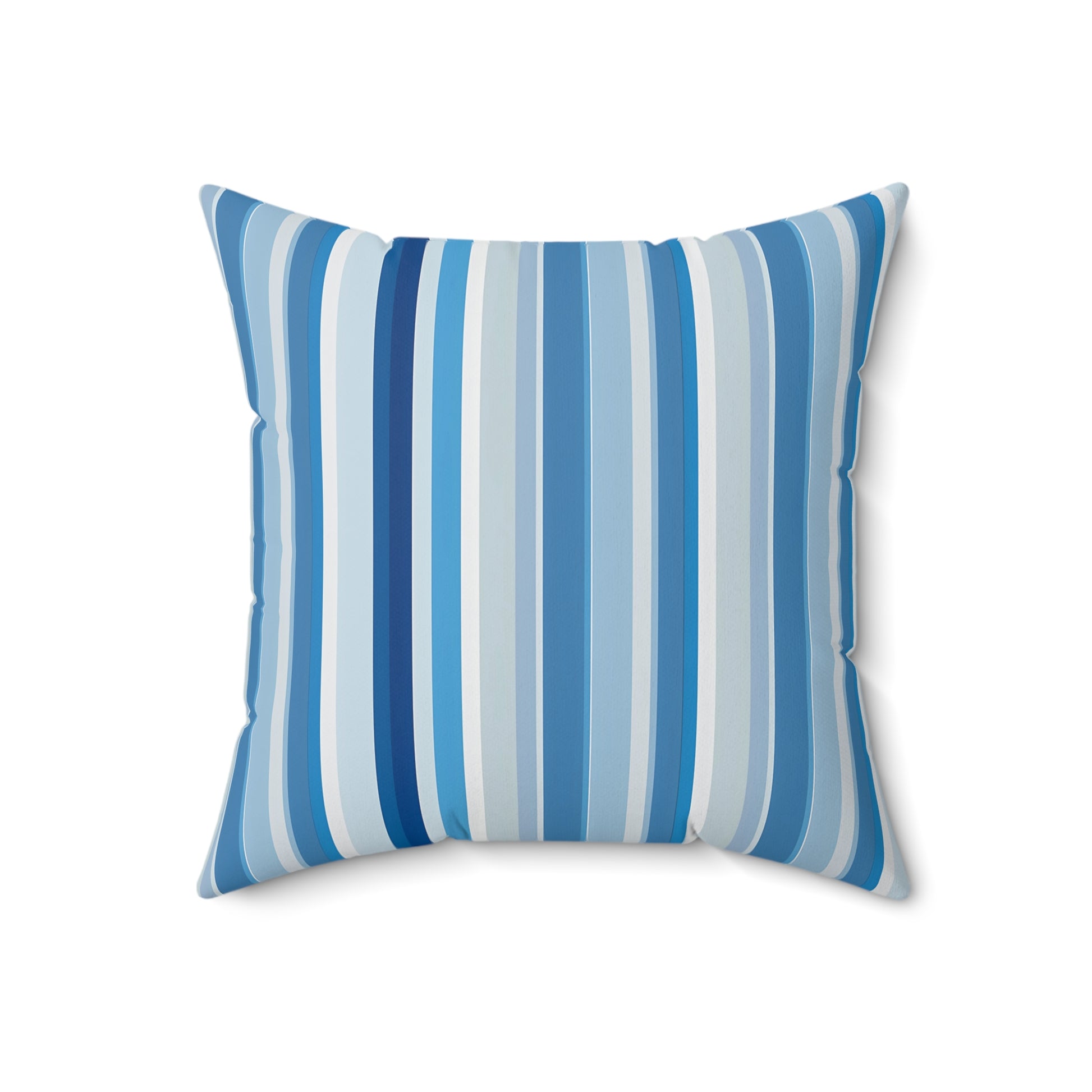 Shades of Light Blue Stripes Square Throw Pillow - Spun Polyester - Double-Sided Print - Concealed Zipper - Available in 4 sizes.