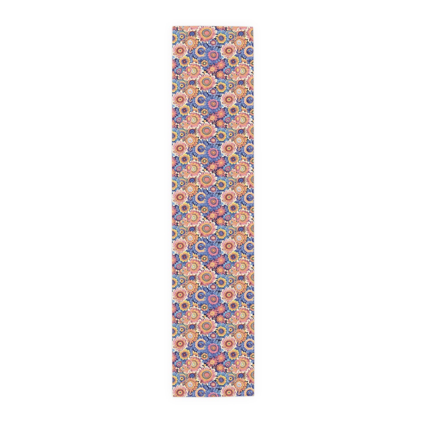 Crayon Blossom Whimsy Table Runner - Cotton Twill - Available in 2 sizes: 16" x 72" and 16" x 90".