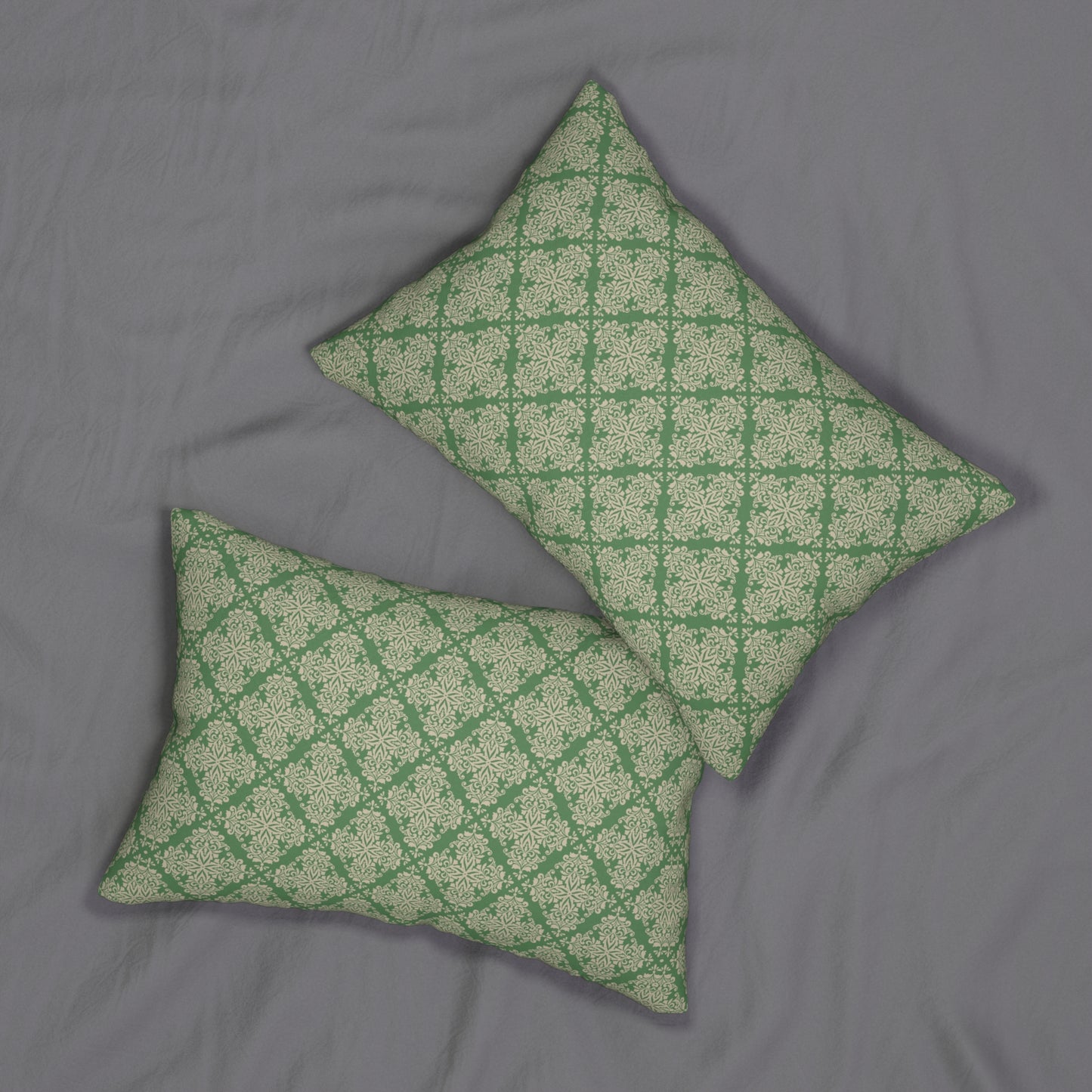 Emerald Flourish Lumbar Pillow - Spun Polyester - Double-Sided Print - Concealed Zipper - 20" x 14"