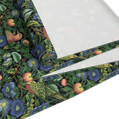 Golden Winged Bird Tapestry Table Runner - Cotton Twill - Available in 2 sizes: 16" x 72" and 16" x 90".