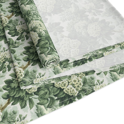 Vintage Green Hydrangea Table Runner - Cotton Twill - Available in 2 sizes: 16" x 72" and 16" x 90".