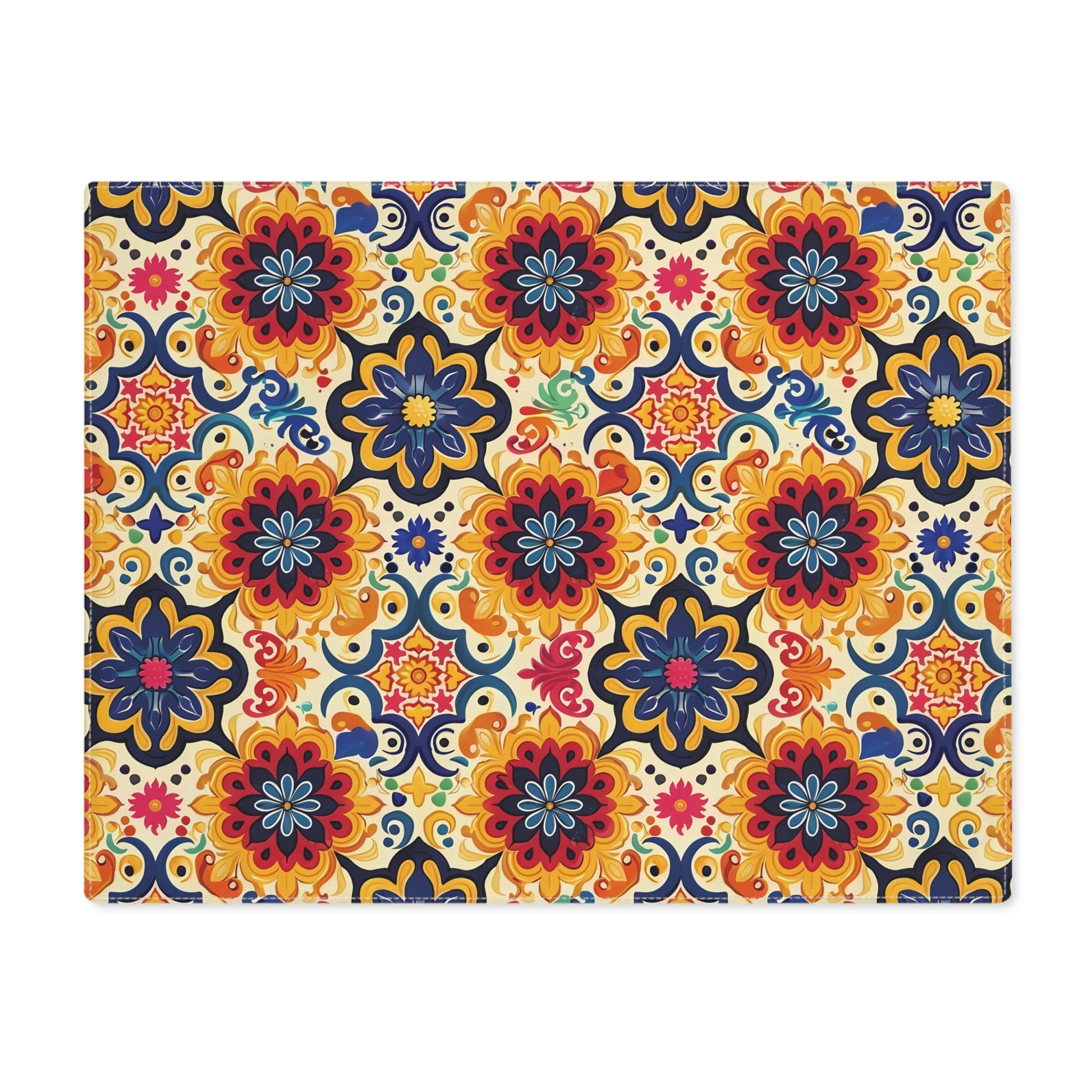 Majorcan Mosaic Splendor Placemat - Infuse Your Table with Vibrant Mediterranean Artistry! Cotton Twill - 18" x 14"