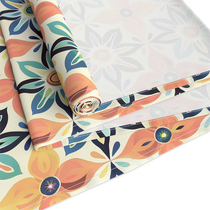 Mediterranean Tile Blossom Table Runner - Cotton Twill - Available in 2 sizes: 16" x 72" and 16" x 90".