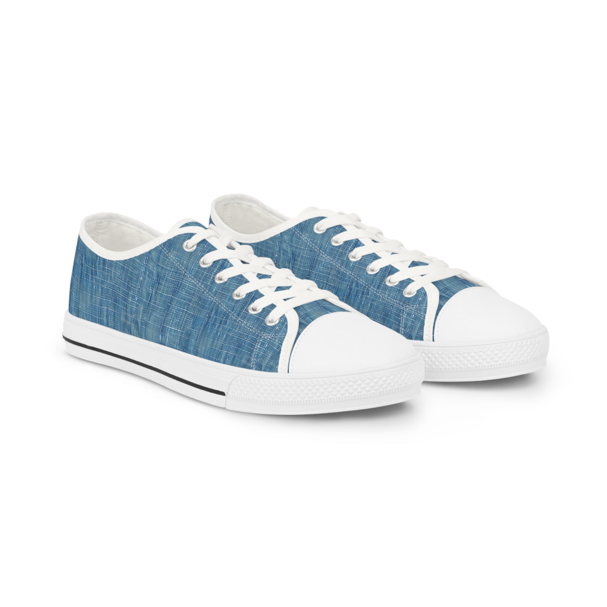Blue Denim Men's Low Top Sneakers - Denim Done Right – Step Into Retro-Cool Comfort!