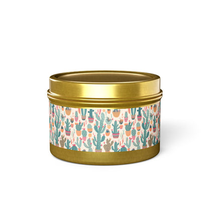 Desert Bloom Boom Tin Candle. Desert Blooms in a Tin. Available in 2 sizes, 3 finishes, and 5 scents.