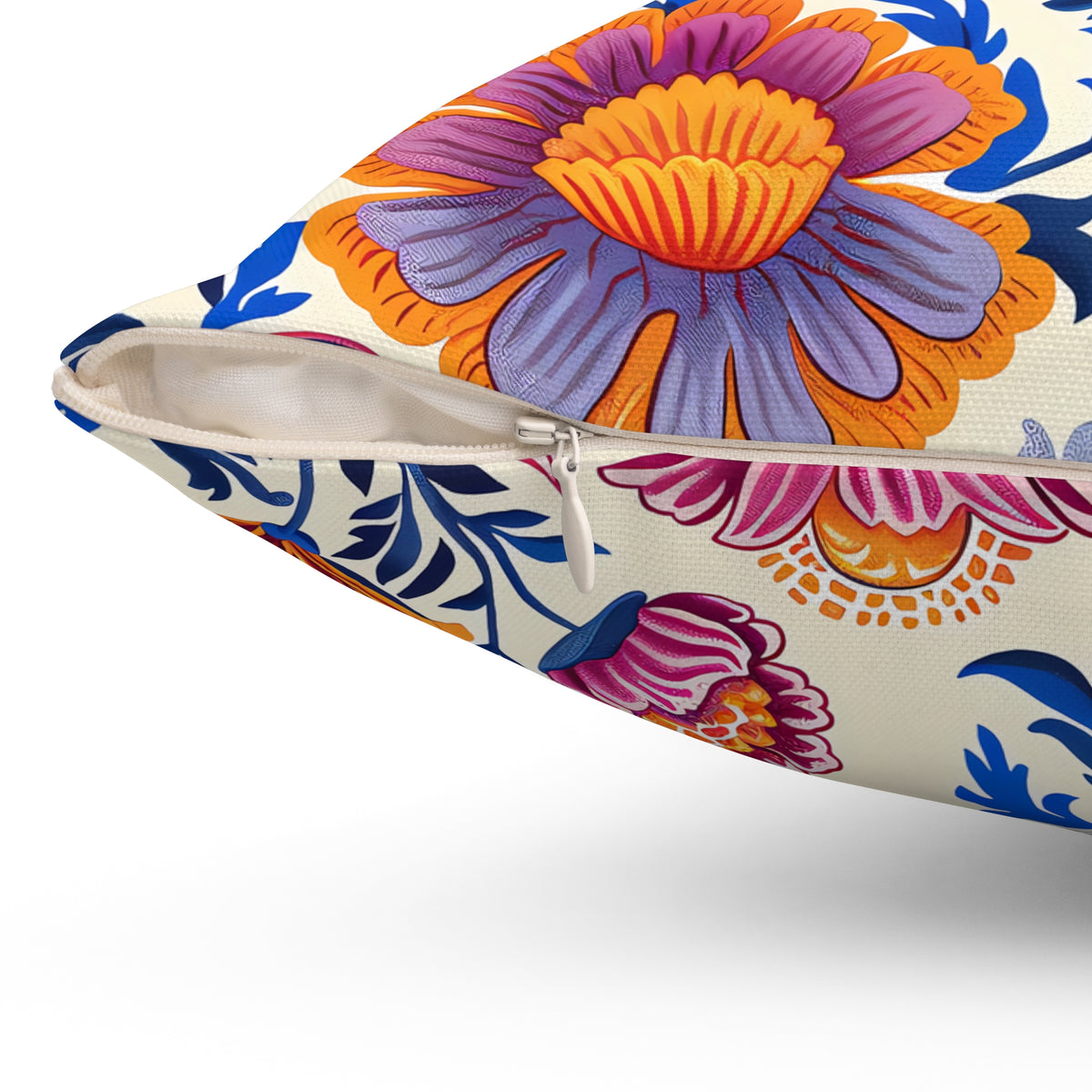 Regal Blossom Square Throw Pillow - Spun Polyester - Double-Sided Print - Concealed Zipper - Available in 7 sizes