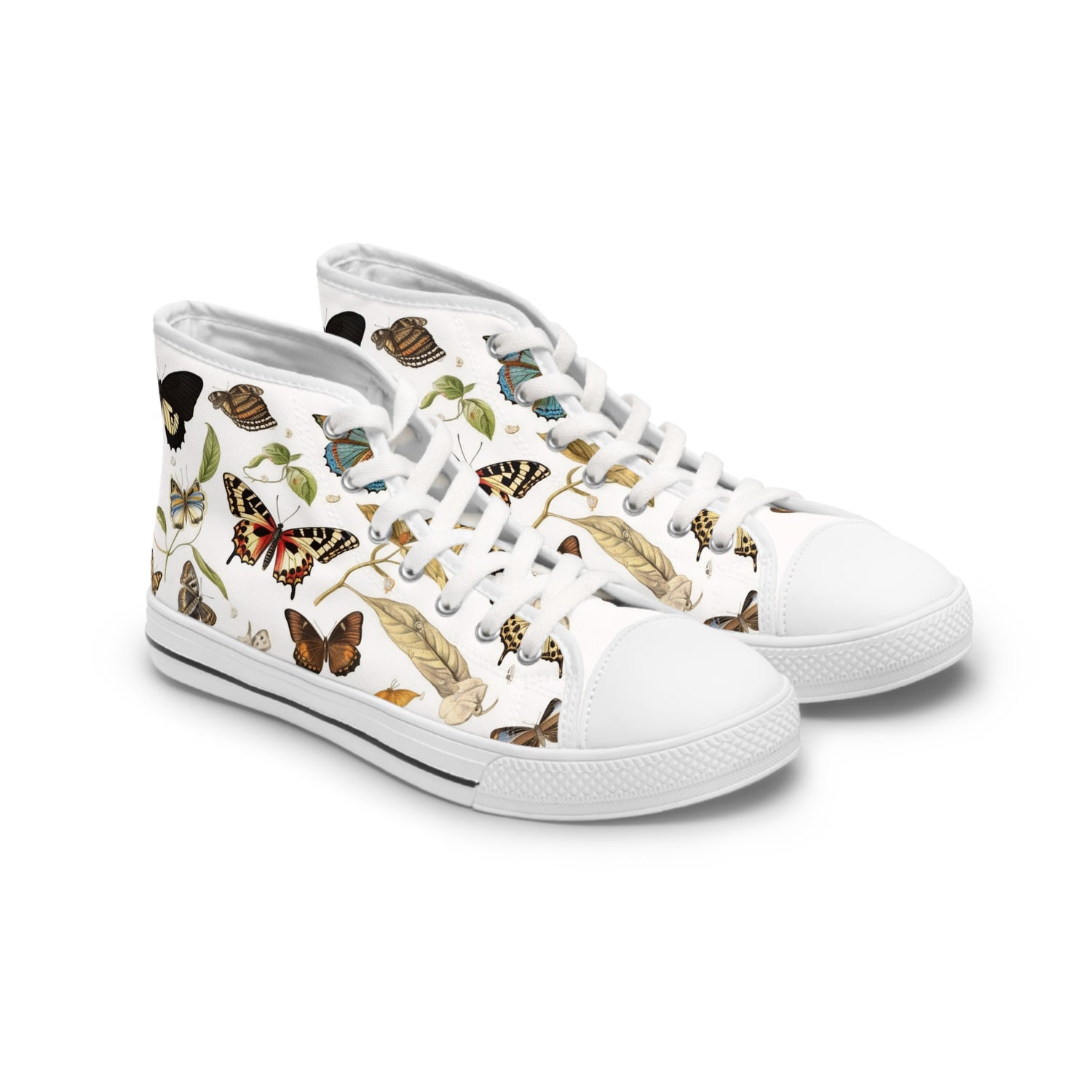 Botanical Butterflies Ladies' High Top Sneakers - Flutter into Style With these Light-as-a-Butterfly Sneakers!