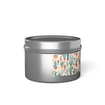 Desert Bloom Boom Tin Candle. Desert Blooms in a Tin. Available in 2 sizes, 3 finishes, and 5 scents.