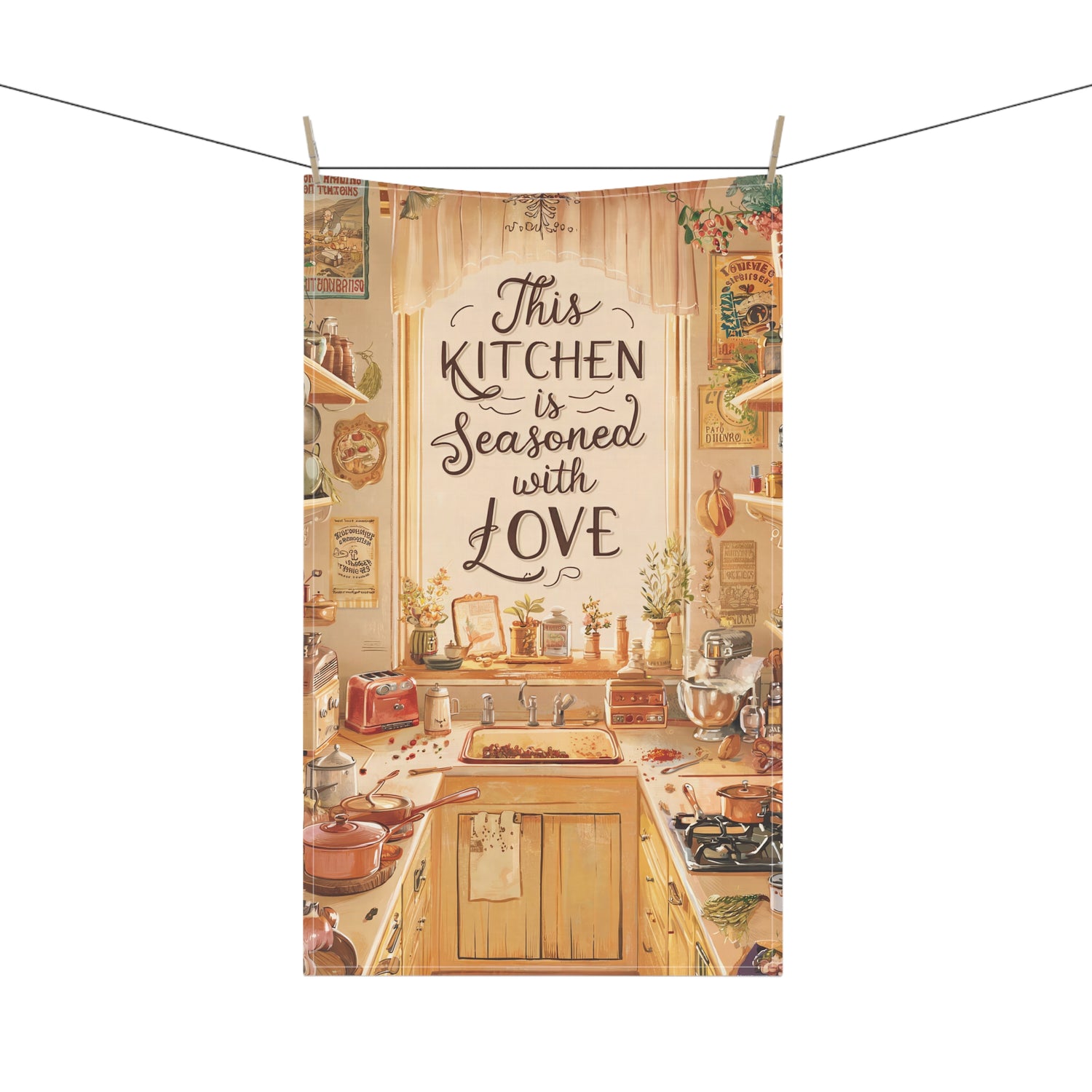 Seasoned with Love Kitchen Towel - Cotton Twill - 18" x 30" - Cook Up Comfort with Every Wipe!