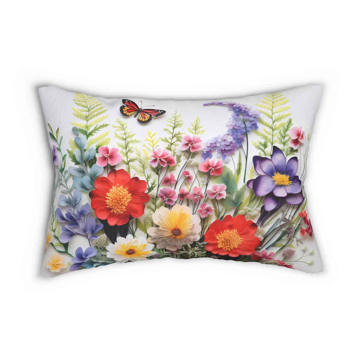 Serene Sunlit Meadow Lumbar Pillow - Spun Polyester - Double-Sided Print - Concealed Zipper - 20 x 14