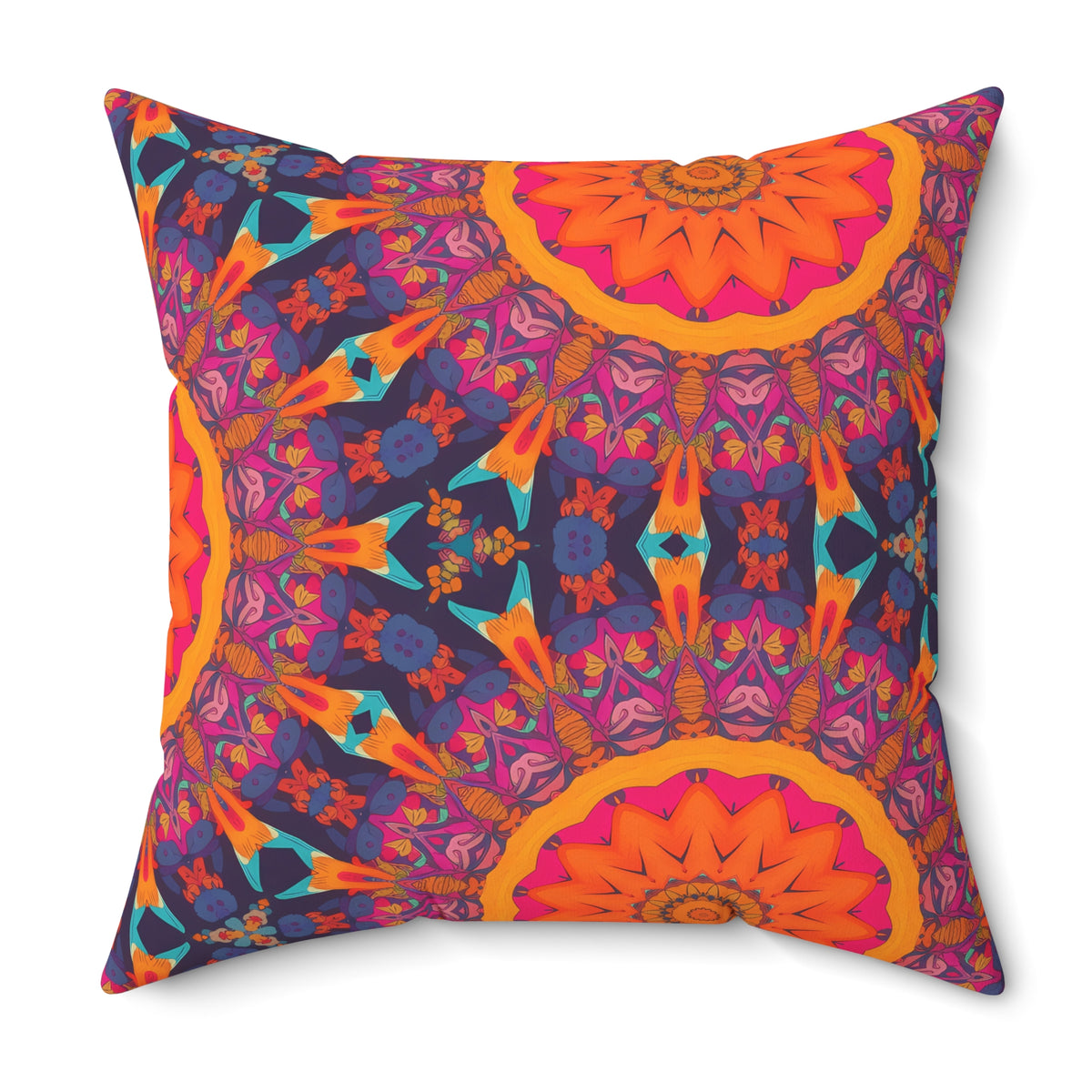 Fiery Mosaic Magic Square Throw Pillow - Spun Polyester - Double-Sided Print - Concealed Zipper - Available in 7 sizes