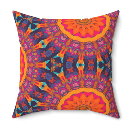 Fiery Mosaic Magic Square Throw Pillow - Spun Polyester - Double-Sided Print - Concealed Zipper - Available in 7 sizes