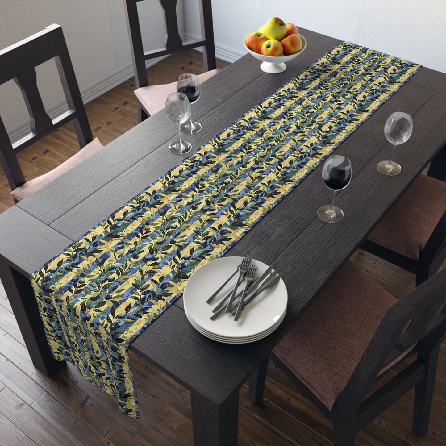 Olive Orchard Stripes Table Runner - Cotton Twill - Available in 2 sizes: 16" x 72" and 16" x 90".