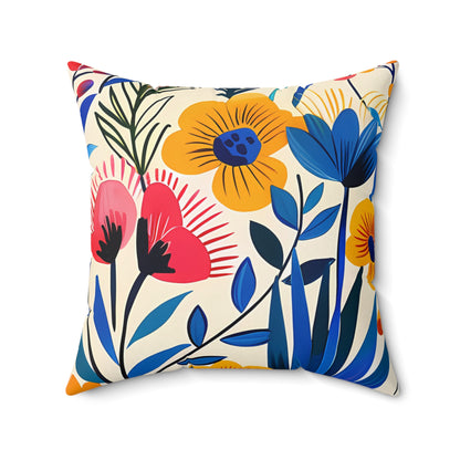 Happy Heartfelt Blooms Square Throw Pillow - Spun Polyester - Double-Sided Print - Concealed Zipper - Available in 4 sizes