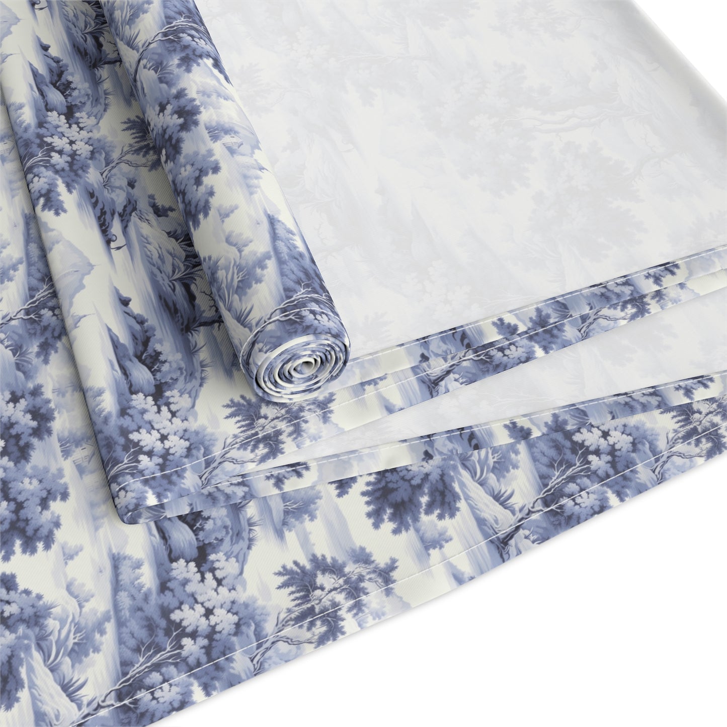Blue & White English Countryside Table Runner - Cotton Twill - Available in 2 sizes: 16" x 72" and 16" x 90".