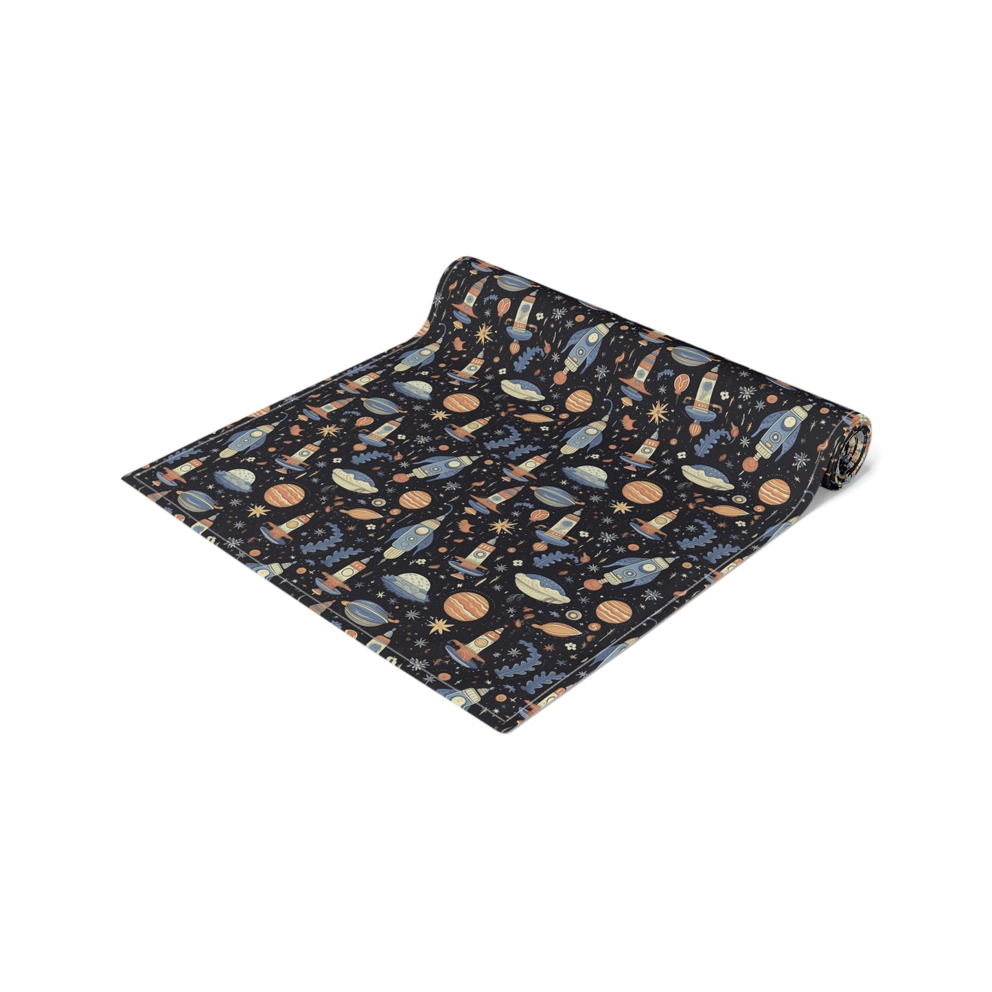 Galactic Space Rocket Romp Table Runner - Cotton Twill - Available in 2 sizes: 16" x 72" and 16" x 90".