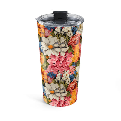 Chic Floral Insulated Tumbler - 20 oz. Stainless Steel, Glossy Finish