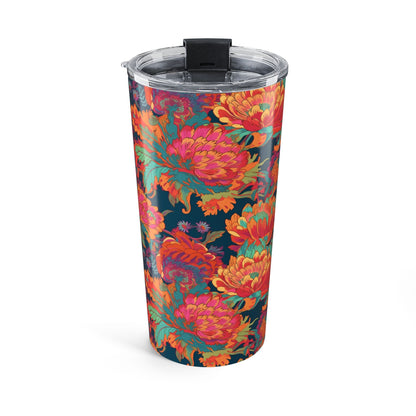Psychedelic Flower Power insulated tumbler back view
