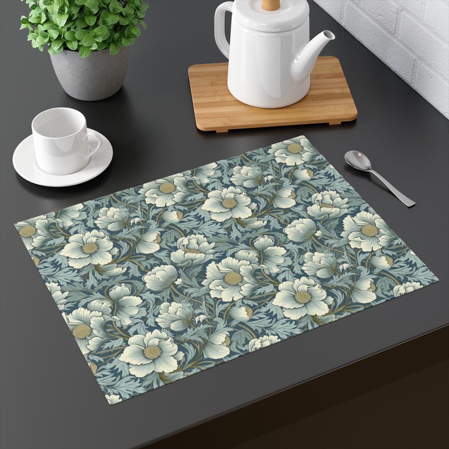 Timeless Teal English Garden Placemat - 18" x 14".