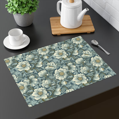 Timeless Teal English Garden Placemat - 18" x 14".