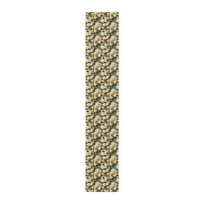 Lemony Blossoms Table Runner - Cotton Twill - Available in 2 sizes: 16" x 72" and 16" x 90".