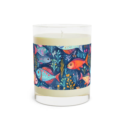 Fun Fish 100% Soy Wax Scented Candle - 11 oz. Full-Glass, Phthalate-Free & Lead-Free - Three Fragrance Options