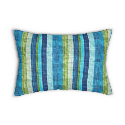 Ocean Whisper Stripes Lumbar Pillow - Spun Polyester - Double-Sided Print - Concealed Zipper - 20 x 14