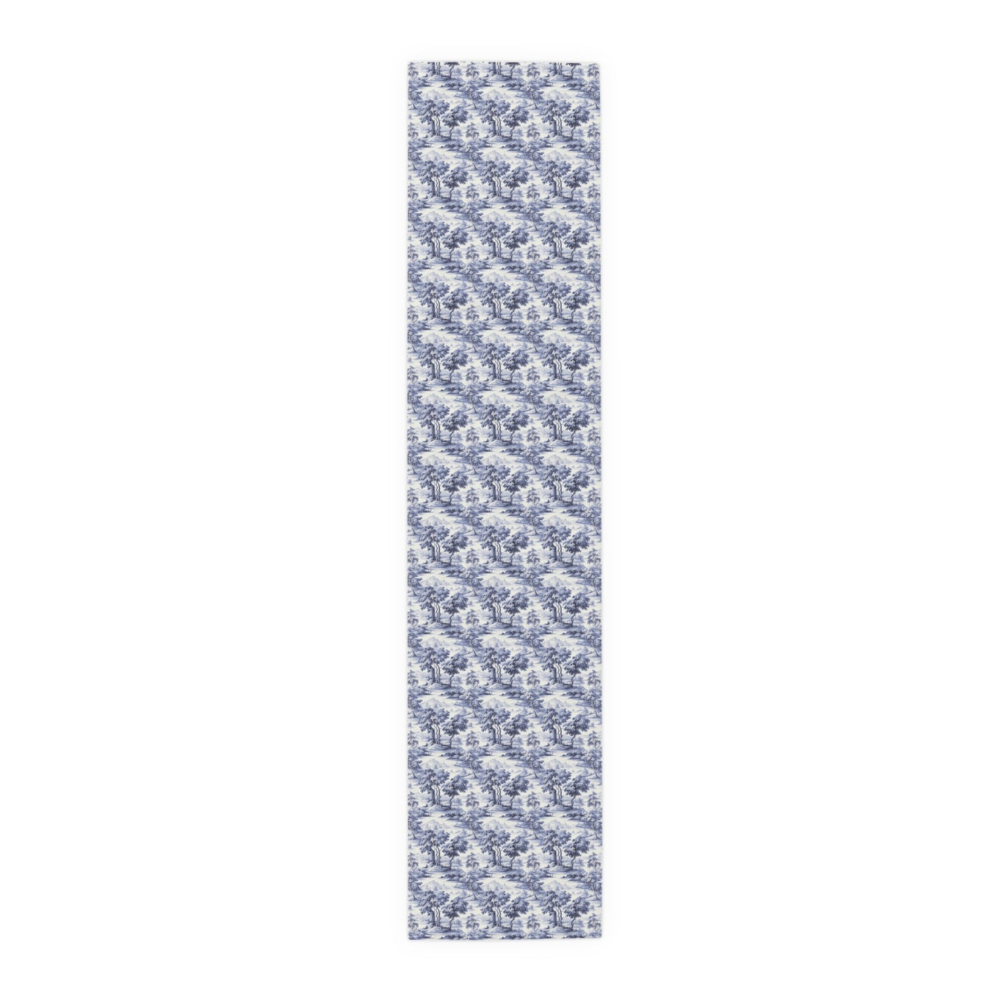 Blue & White English Countryside Table Runner - Cotton Twill - Available in 2 sizes: 16" x 72" and 16" x 90".
