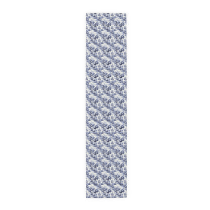 Blue & White English Countryside Table Runner - Cotton Twill - Available in 2 sizes: 16" x 72" and 16" x 90".