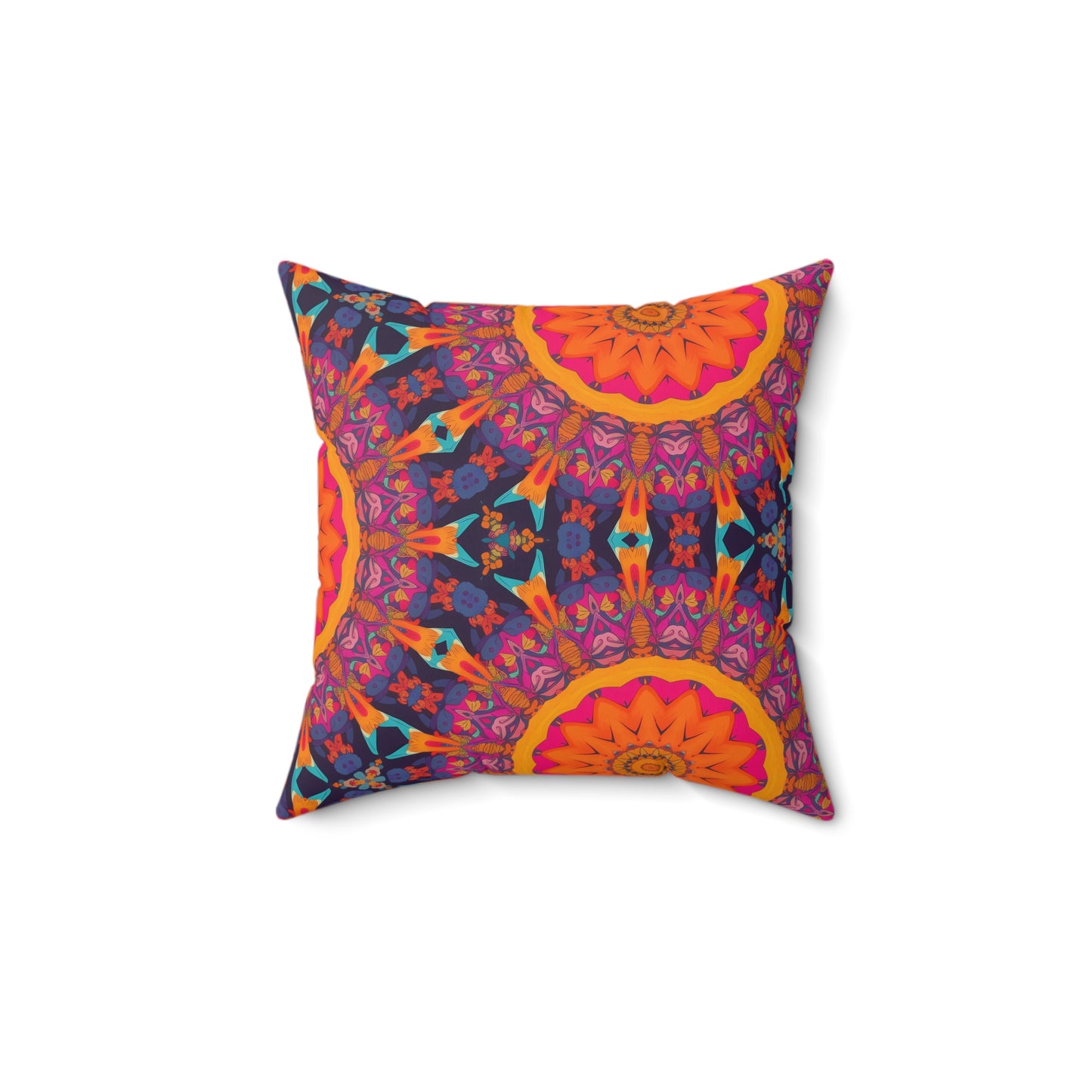 Fiery Mosaic Magic Square Throw Pillow - Spun Polyester - Double-Sided Print - Concealed Zipper - Available in 7 sizes