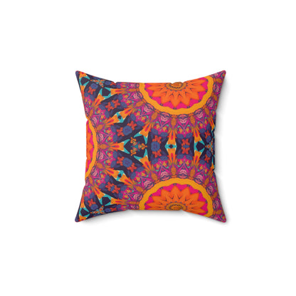 Fiery Mosaic Magic Square Throw Pillow - Spun Polyester - Double-Sided Print - Concealed Zipper - Available in 7 sizes