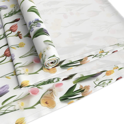 Spring Floral Table Runner - Cotton Twill - Available in 2 sizes: 16" x 72" and 16" x 90".