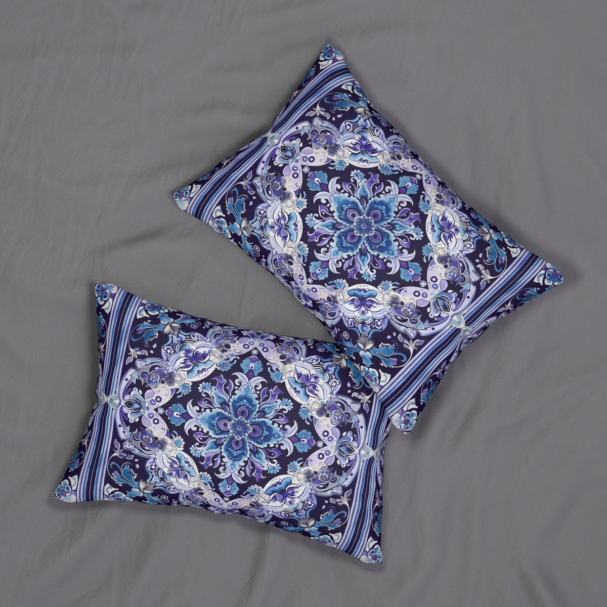 Midnight Mosaic Lumbar Pillow - Spun Polyester - Double-Sided Print - Concealed Zipper - 20 x 14