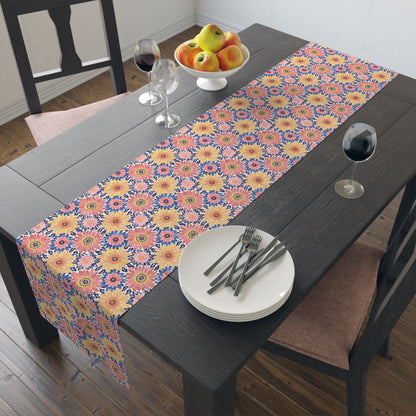 Sunsplash Petals Table Runner - Cotton Twill - Available in 2 sizes: 16" x 72" and 16" x 90".